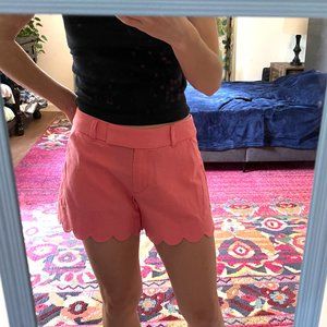 J Crew coral scalloped shorts (size 6)